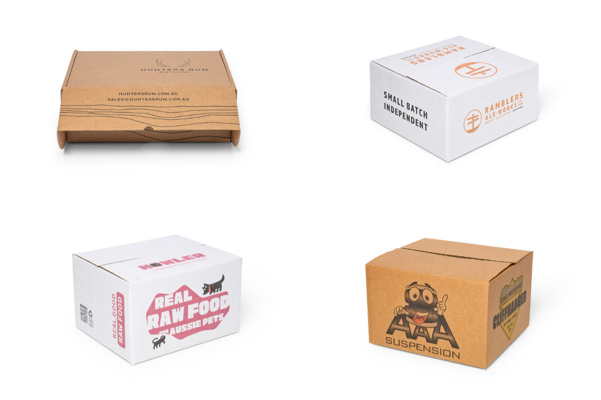 71 a selection of cardboard boxes with digital printed designs